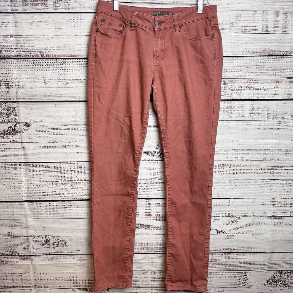 Prana Jeans Women's Size 4/27 Low Rise Slim Straight Stretch Denim Pink Mauve